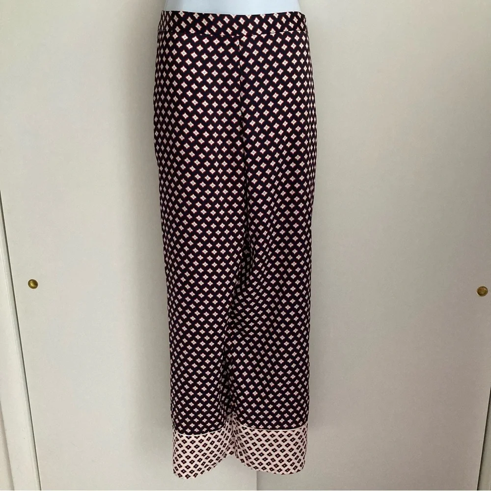 Zara Patterned Satin Effect Wide Leg Pants, NWT Sz M